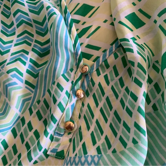 Banana Republic tunic light greens and blues, mixed pattern XS summer top - Picture 5 of 11